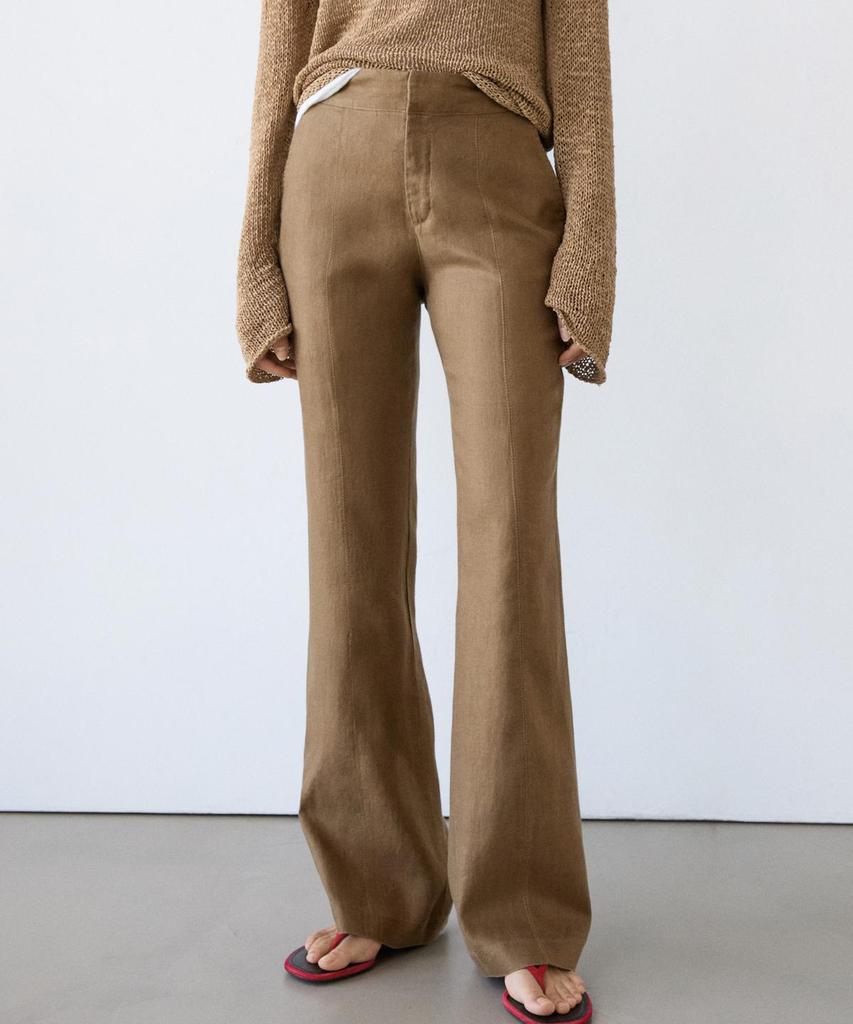 Masimodutti 100% Linen Kick Flare Fit Pants