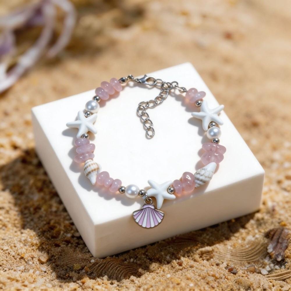 Fashion Ocean Sea Series Shell Starfish Bracelet Pearl Adjustable Bohemian Shell Bracelet Wristband Colorful Summer Bangle Beach