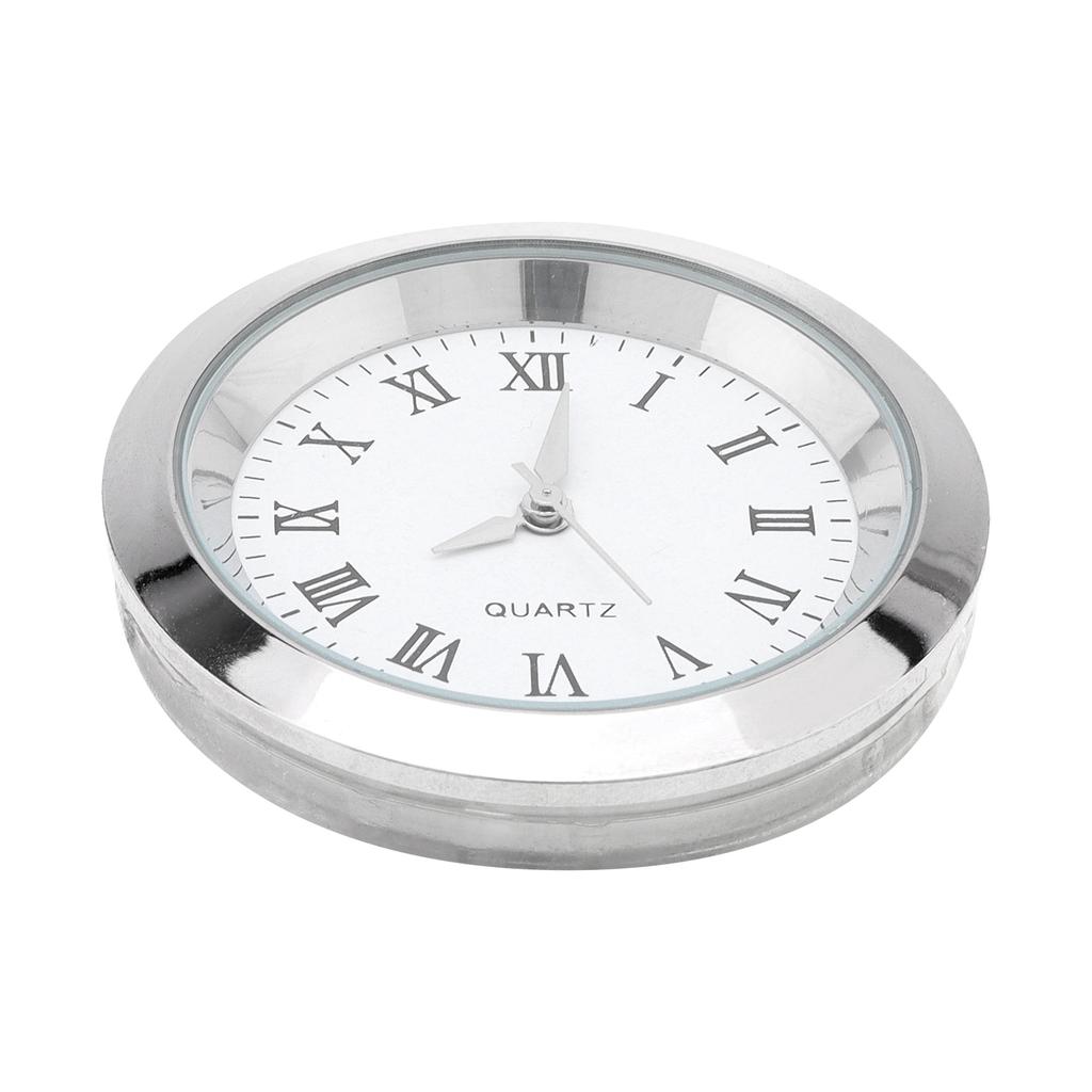 1-1/2 palca (37 mm) Kremenný strojček Okrúhla Mini Vložka do hodín pre otvor s priemerom 35 mm so strieborným rámčekom, Miniatúrna remeselná náhrada hodín