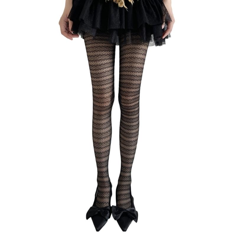 Women Lace Patterned Tights Fishnet Stockings Pantyhose Patterned Net Stockings Pantyhose for Raves Party Club
