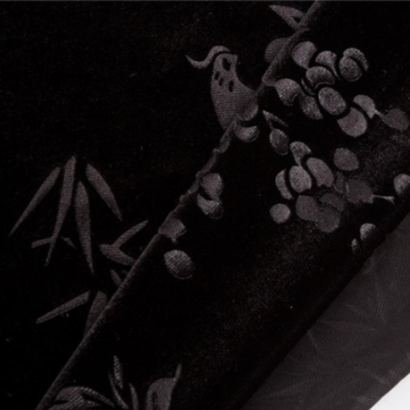 Schwarzer Brokat Stretchy Jacquard Samtstoff Afrikanischer Nigerianischer Stoff für DIY Nähen Kleid Cheongsam 150cm Breite