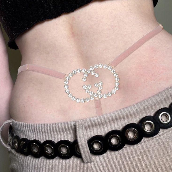 Custom Rhinestone Letter Body Chain Thong - Party & Nightclub Wear