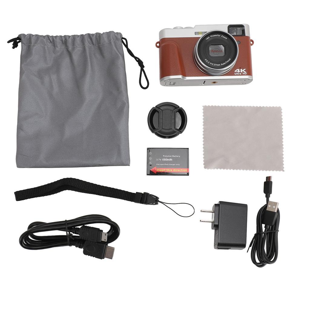 4K Digital Camera 48MP 3.5in IPS Screen AF Autofocus 16X Zoom HD Images Retro Portable Vlogging