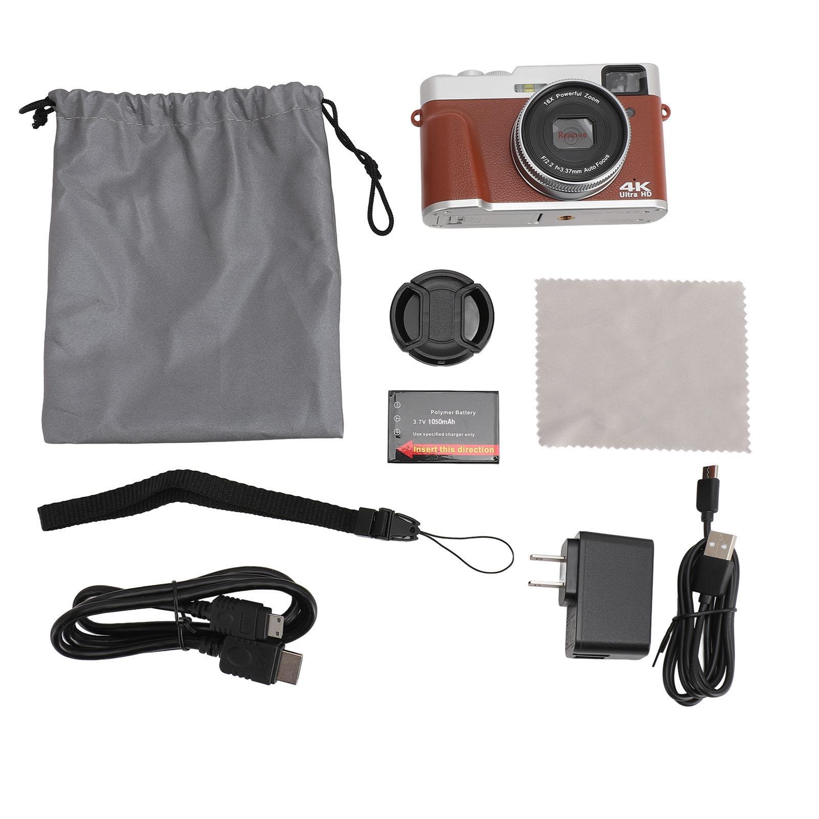 

Цифрова камера 4K 48MP 3.5in IPS екран AF Автофокус 16X Zoom HD зображення Ретро Портативний Vlogging US Plug