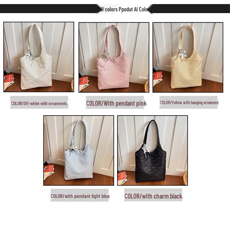 Korean-Style Starry Tote: 2026 Women's Single Shoulder, Large-Capacity Casual Handbag