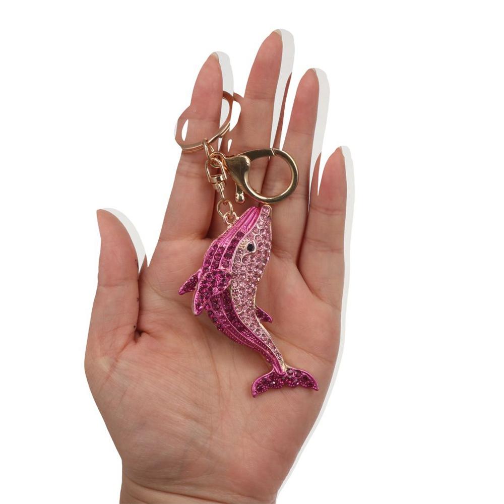 Trendy Marine Life Key Chain Metal Cartoon Whale Pendant Dolphin Key Ring  Bag Charms