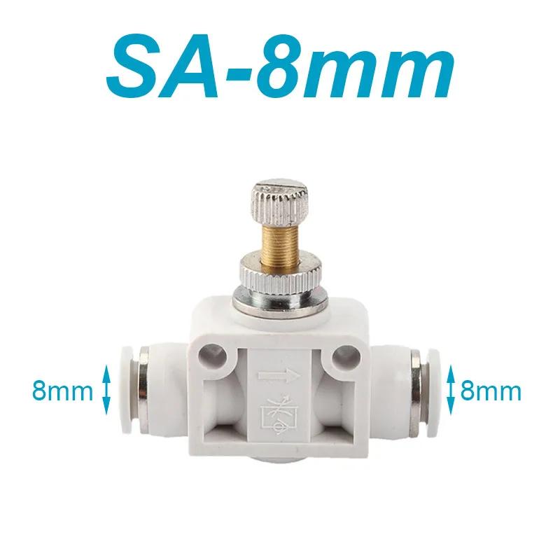 Pneumatic Throttle Valve SA-4/6/8/10/12mm Pneumatic Air Connector Fitting Control Valve OD Hose Plastic Push In