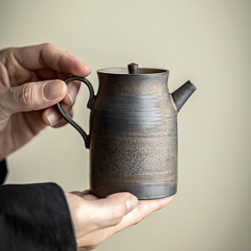 Gilt Glaze Teapot Handmade Retro Rust Teapot Ceramic Single Pot Household Kung Fu Tea Set Side Handle Pot