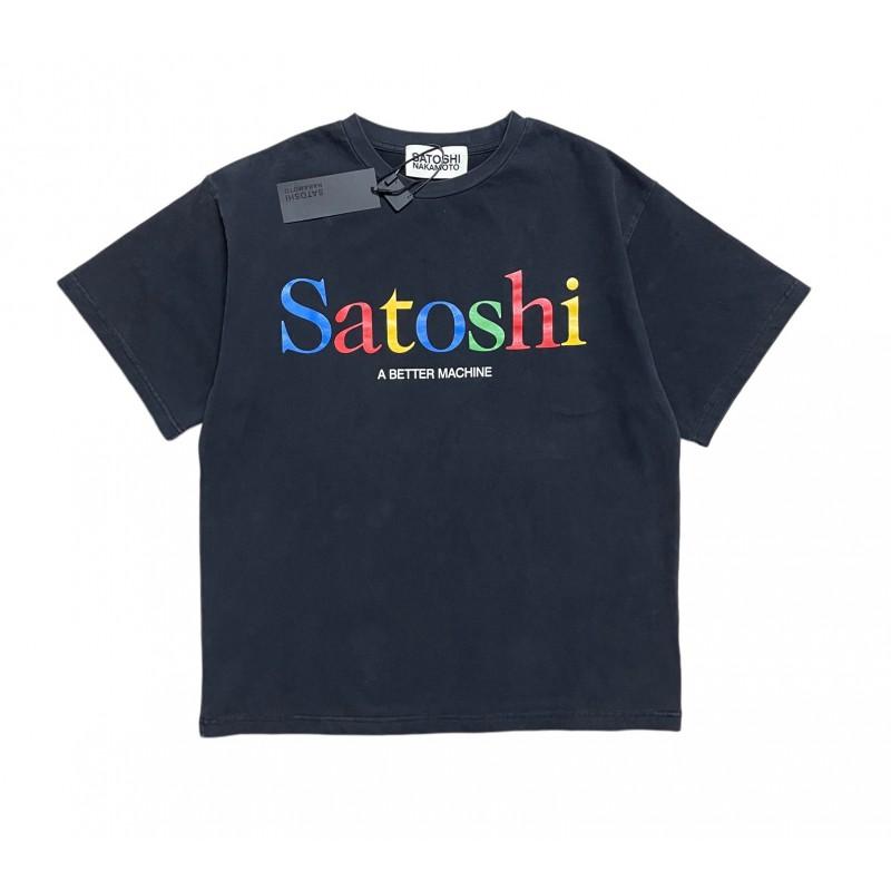 T-shirt Coton Surdimensionné Homme Avec Impression Graphique Satoshi Lavage Vintage Hip Hop Streetwear Manches Courtes