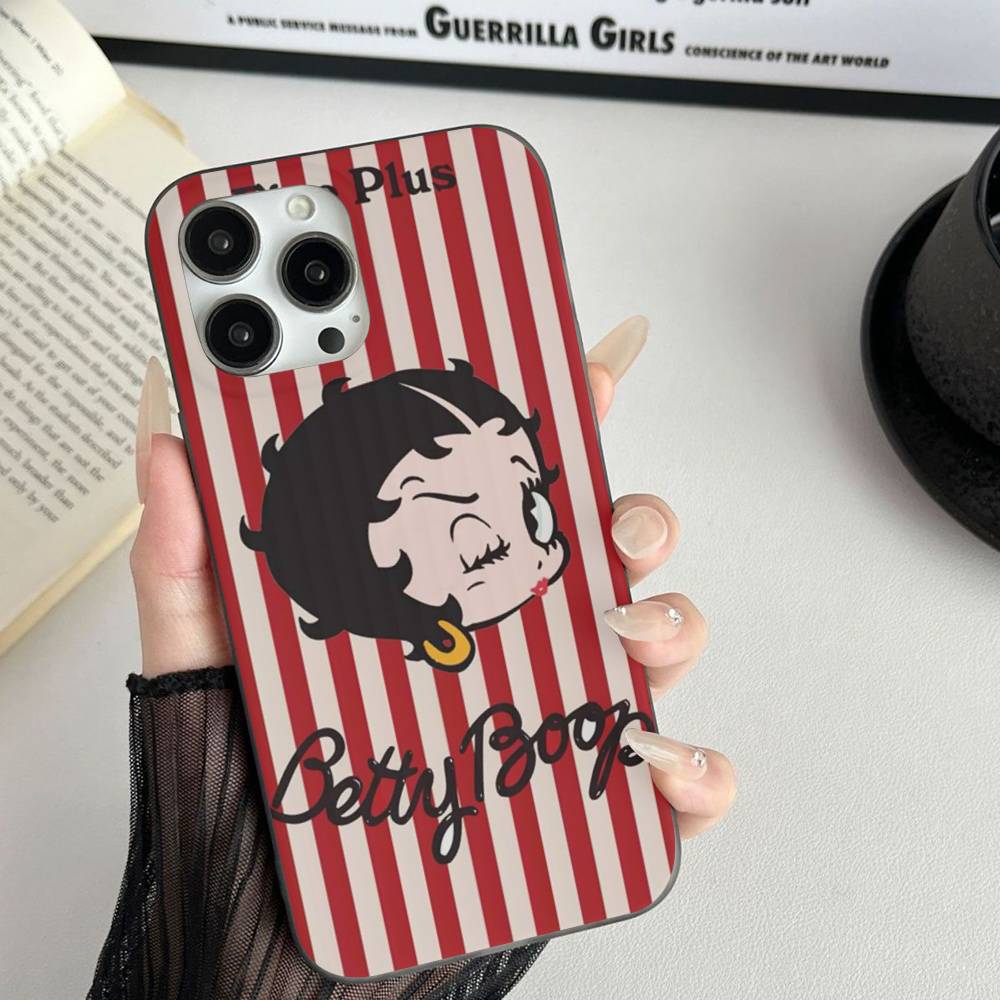 Animation B-Betty Boop Soft Corrugated Transparent Phone Case For IPhone 17 15 16 11 12 13 14 Pro Max Plus Pro