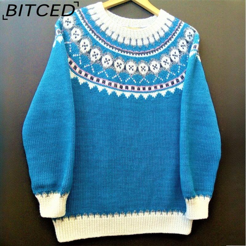 

BITCED Женский свитер - Пуловер вязаный модный оверсайз с круглым вырезом и цветными блоками XXXXXL морской синий