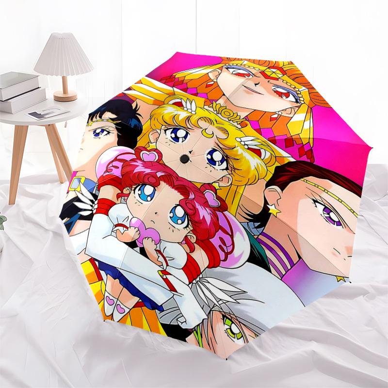 

1pc Sailor Moon Inspired Umbrella Auto-Open Close, Foldable Design, Iron Frame, Outdoor Use, Gift for Fans, Travel, Daily Use.M008