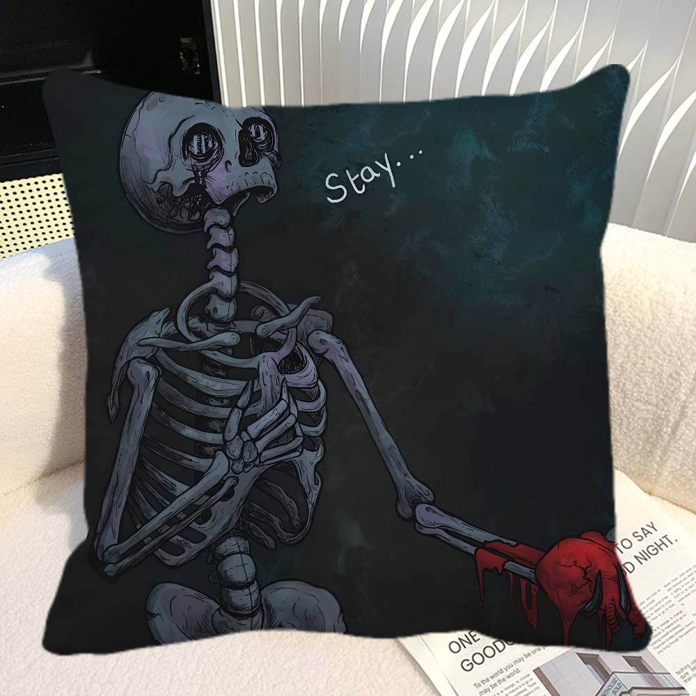 Simple Skull Love Married In Love Pillow Case Square Pillow Bedroom Sofa Leisure Comfort Cushion Car Home Decoration