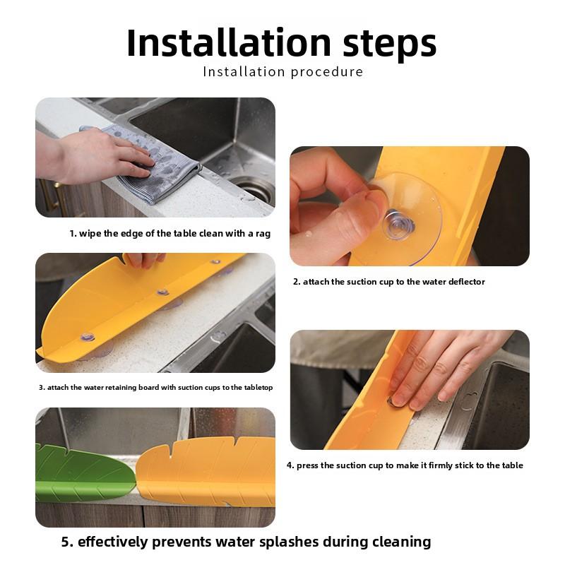 Placa retenedora de agua para fregadero con ventosa, protector anti-salpicaduras de agua para encimera de cocina, tira extendida retenedora de agua para lavabo de baño