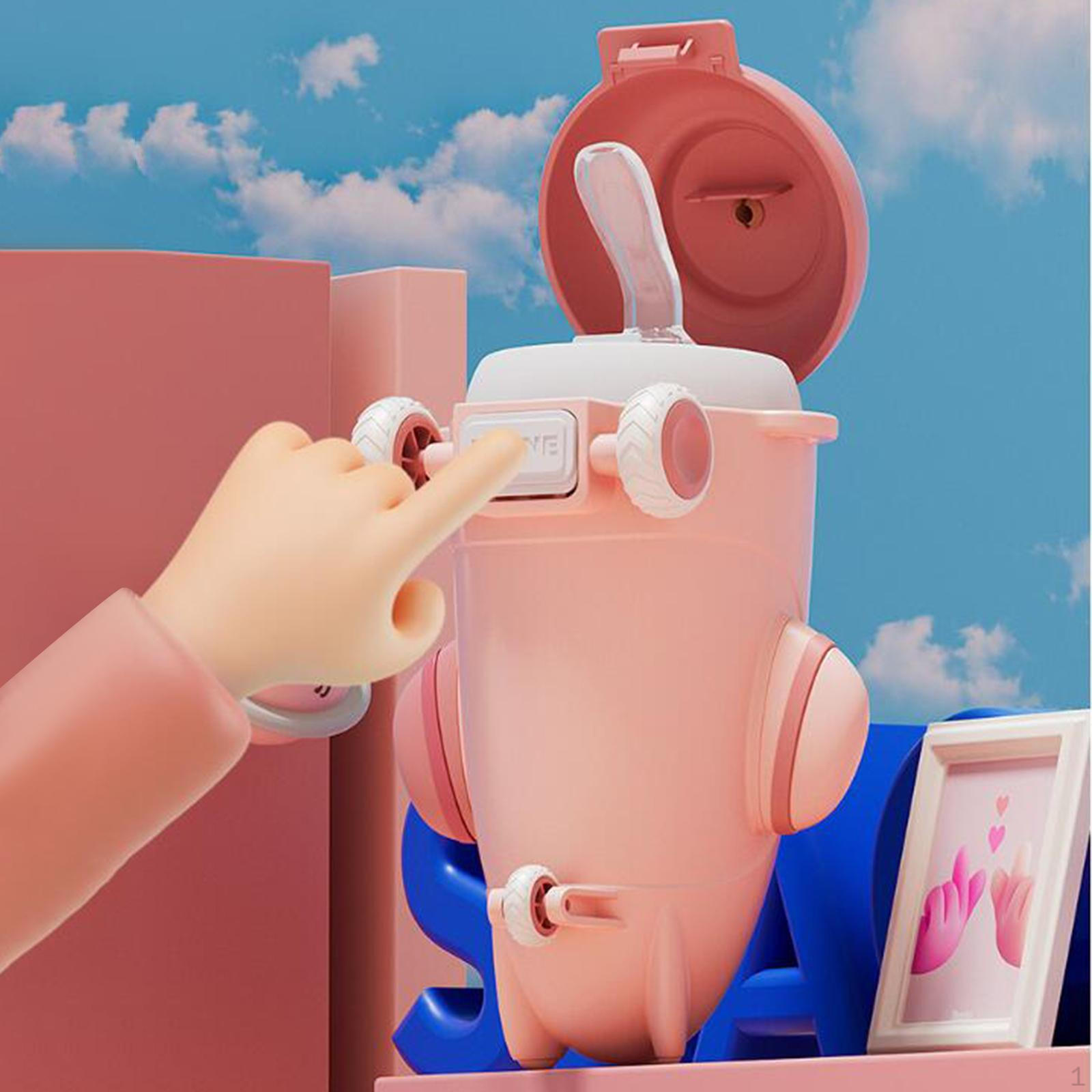 

Straw Water Cup Airplane Cute Locking Flip Lid Travel for Kids Children рожевий