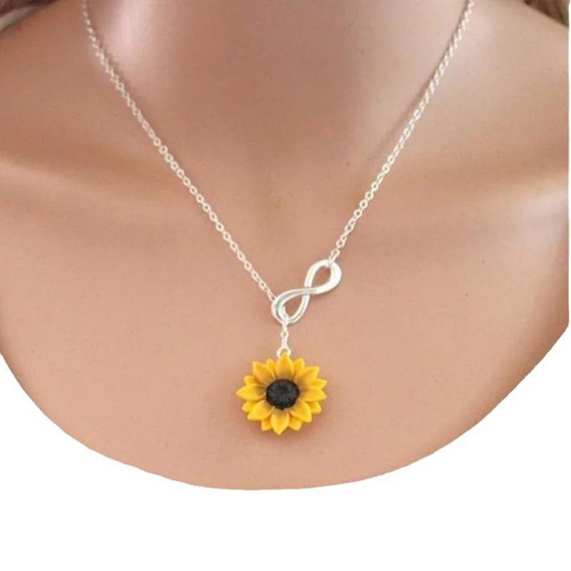 Fashionable Love Eternal Sunflower Pendant Fresh 8-Word Love Sunflower Necklace