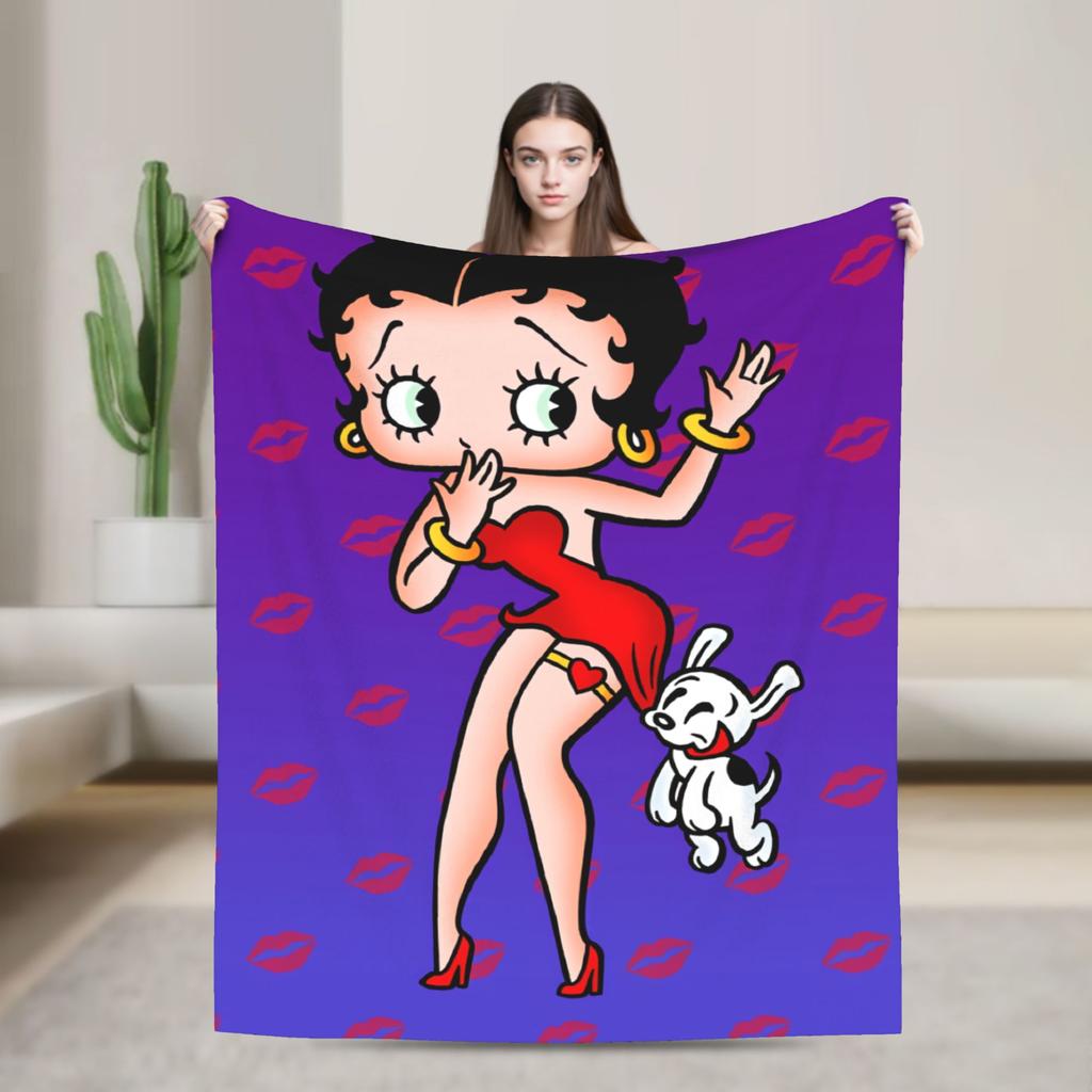 Warm Blanket Camping B-Bettys Boops Throw Blanket  Flannel Bedspread For Living Room Comfortable Sofa Bed Cover