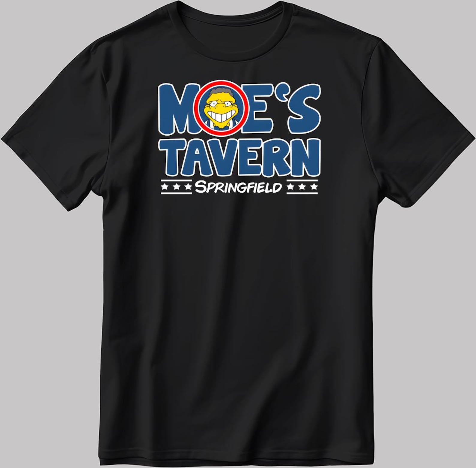 Moe s Tavern Springfield, The Simpsons Short Sleeve White-Black Men s / Women s T-Shirt P330 L