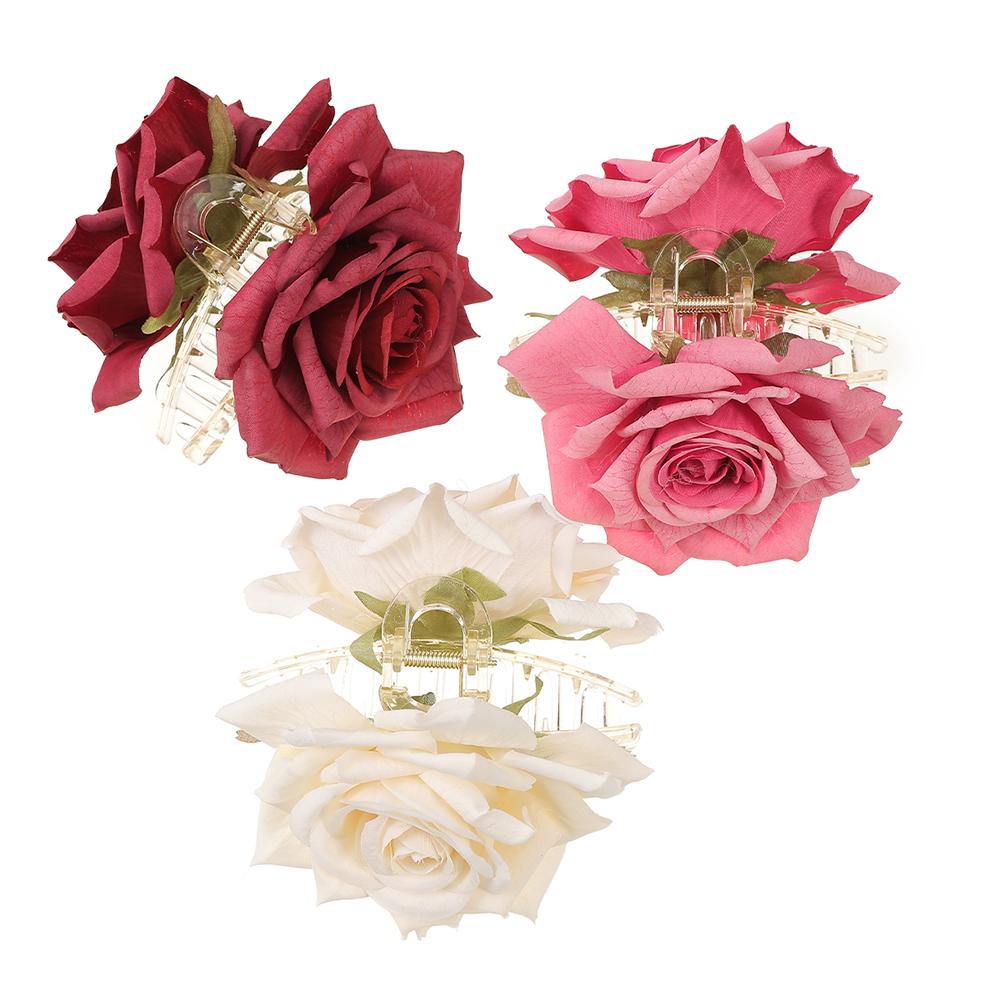 Simulated Flowers Rose Hair Clips Hairpin Fashion Hair Accessories Hair Claw For Women Girl