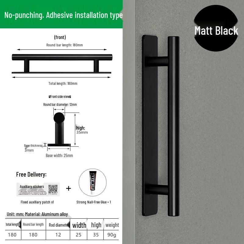 White Self-Adhesive Push-Pull Handle for Glass Sliding Doors and Drawers