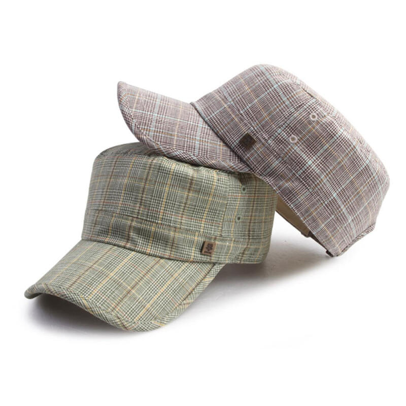

Oversized glen check pattern military cap green