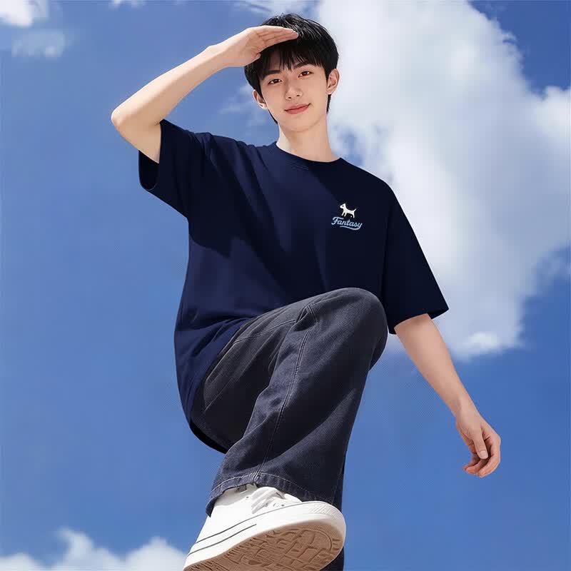 XueZhongFei Men s Heavyweight Cotton Short Sleeve T-Shirt XL 180/96A