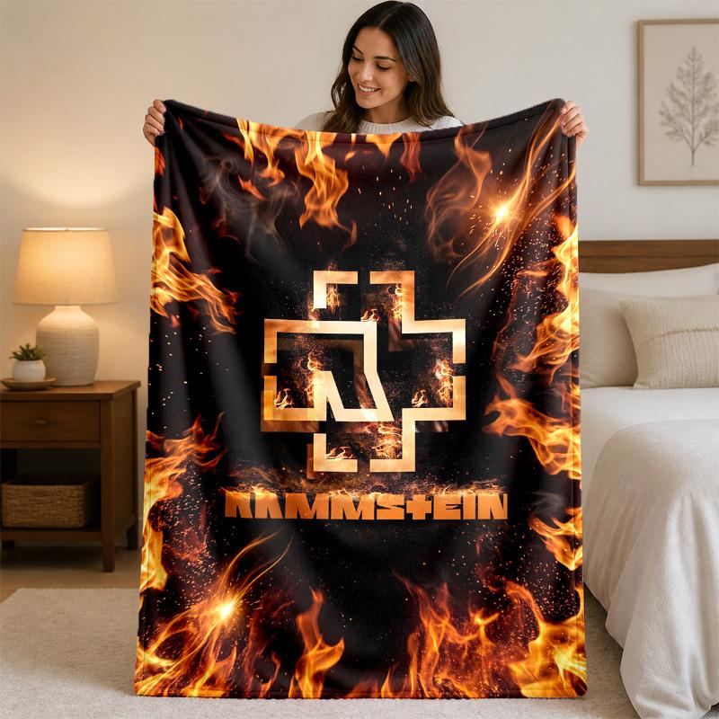 Coperta in Flanella con Stampa Rammstein Morbida Leggera Coperta Plaid in Peluche per Letto Divano Uso Domestico