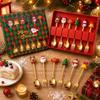 Stainless Steel Coffee Spoon Creative Christmas Dessert Spoon Cake Fork Cartoon Elk Spoon Fork Gift Box