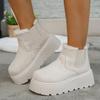 Large size thick-soled medium tube snow boots for women, new autumn and winter velvet thickened one-pedal cotton shoes for women
