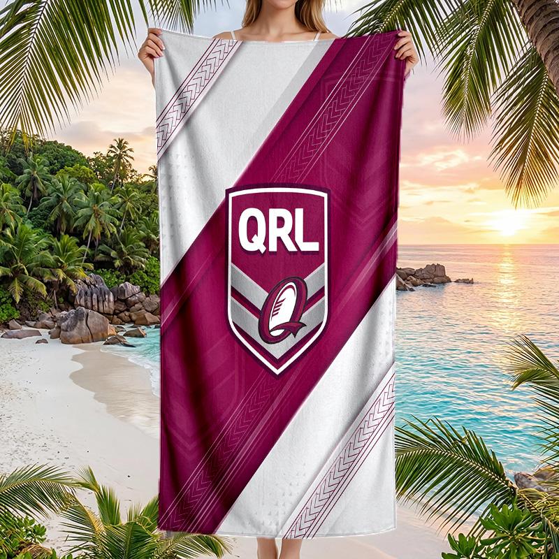 Queensland Maroons Moda Plaj Havlusu Taşınabilir Yumuşak Hızlı Kuruyan Havlu Yüzme Kamp Tatil Kullanımı İçin