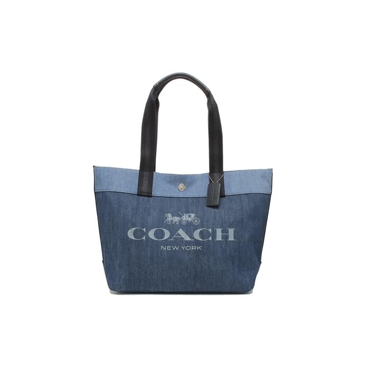

New COACH Denim Tote Bag, Shopping Bag, Handbag, Shoulder Bag Large Women s Denim Blue Multicolor 91131-SVDE 33.0*15.0*27.9CM