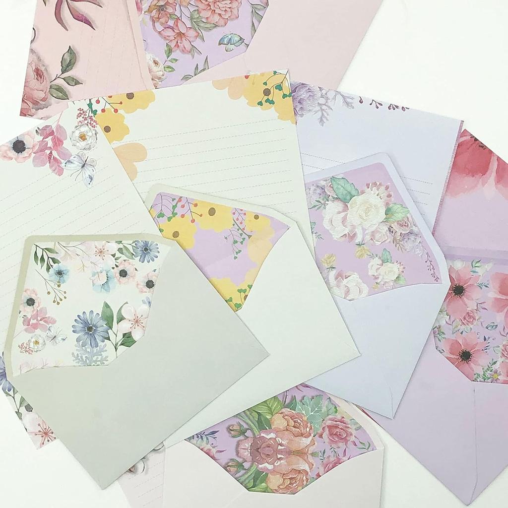 SCStyle Stationary Paper and Envelopes Set Contain 48Sheets Writing Paper 5.9X7.7Inch+24 Pcs A6 Cute Envelopes 4x6Inch with Water-Based