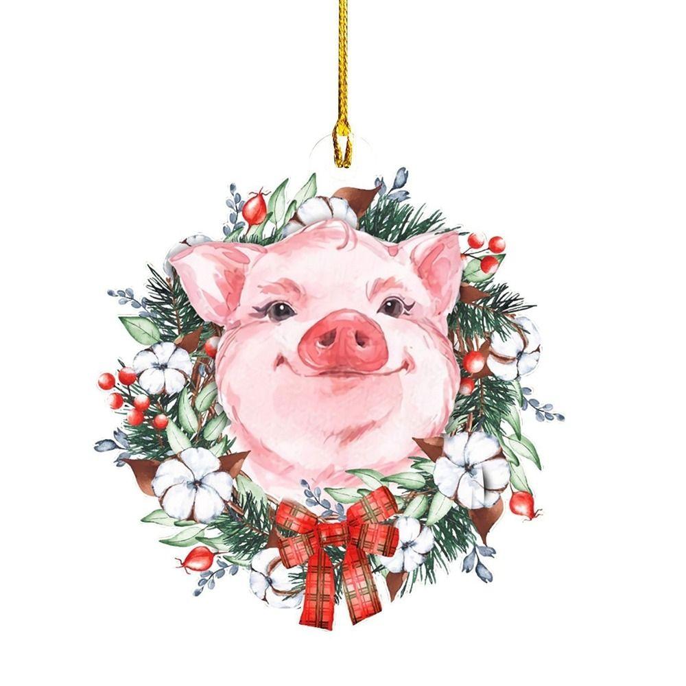

Hanging Cat Dog With Santa Hat Pendant Acrylic Christmas Tree Ornaments Xmas Gifts Pig