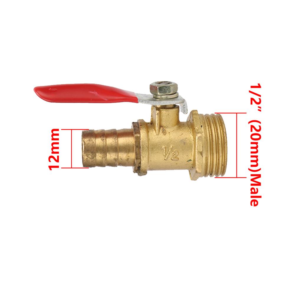 1/8" 1/4" 3/8" 1/2" Außengewinde Messing Kugelhähne 6/8/10/12mm Schlauchtüllen Wasser Öl Luft Gas Kraftstoffleitung Absperr-Kugelhähne