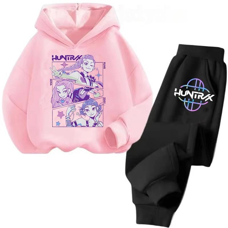 Sets Children Hoodies Kpop Demon Hunters Kawaii Pullover Sweatshirt Anime Trucksuit Cartoon Girls Boy Kids Autumn Casual Clothes