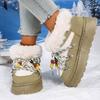 Fashion Bohemian Lace Up String Bead Snow Boots Women Winter Soft Faux Fur Warm Ankle Boots Woman Plus Size36-43 Platform Botas Mujer