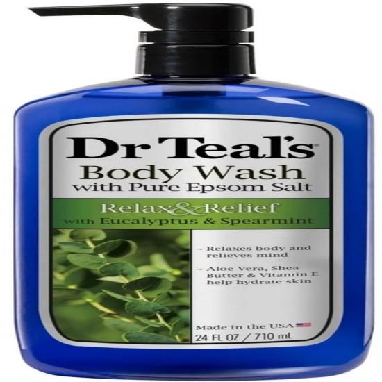 Dr. Teal s Body Wash with Pure Epsom Salt, Relax & Relief with Eucalyptus & Spearmint | Shower Gel 710ml