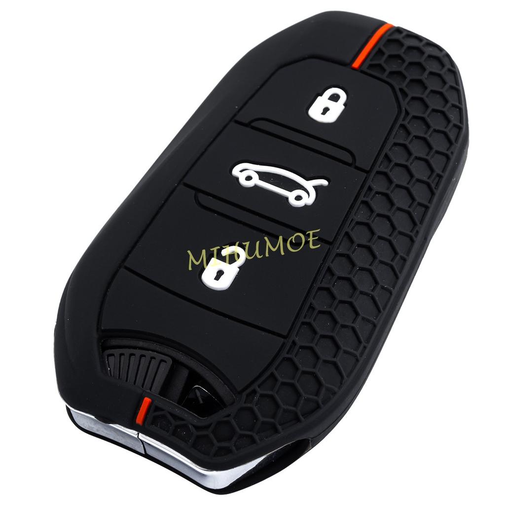 3 Tasten Silikon Auto Schlüsselanhänger Hülle Abdeckung Kette Für Peugeot 208 308 508 2008 3008 5008 Citroen C3 C5 Aircross C4 Picasso DS 3 7