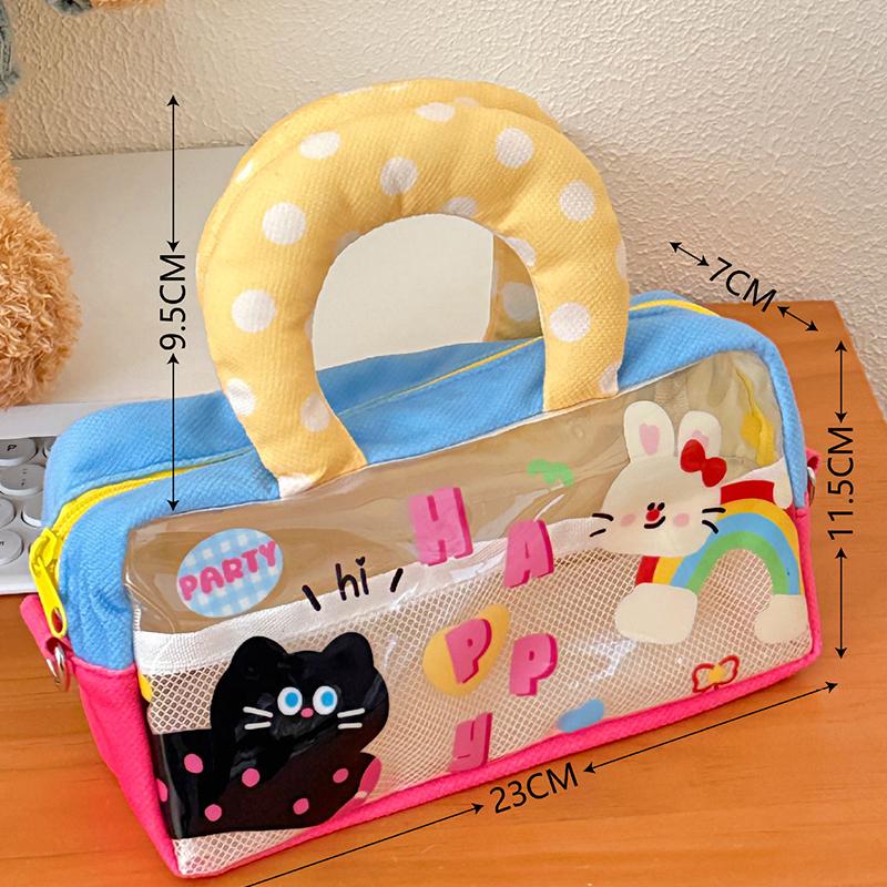 

Милый мультяшный пенал студенческий большой вместимости сумка для ручек с ручкой прозрачный органайзер для канцелярских товаров многофункциональная сумка для хранения