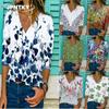 JPNTKY Damen Mode Lässige Langarm V-Ausschnitt Blusen & Hemden