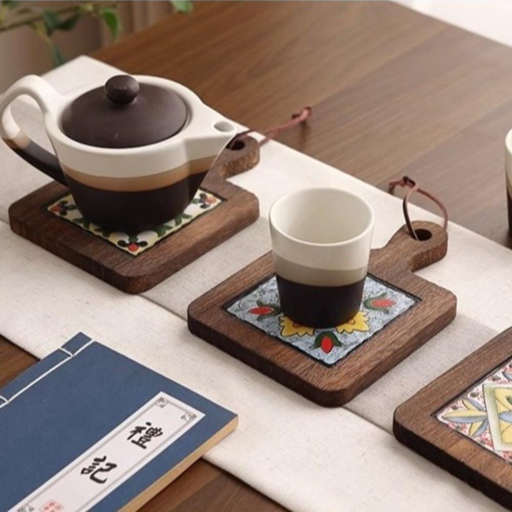 Retro Insulation Mat Japanese Style Wooden Placemat Hot Tea Water Cups Table Mat Coffee Cup