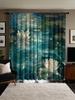 2pcs Water Lotus Print Sheer Curtains - Modern Design   Polyester Knit Fabric   Machine Washable - Suitable For Bedroom   Office