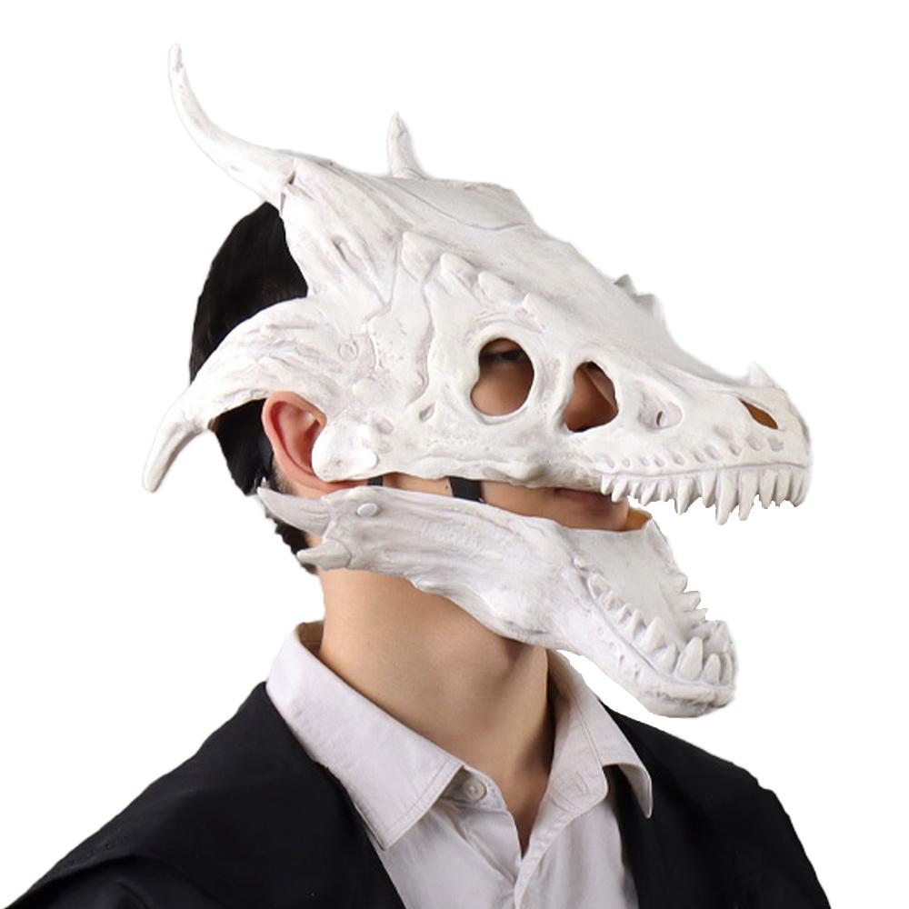 

Dinosaur Head Bone Skull Mask Cosplay Animal Movable Jaw Raptor Dragon Latex Helmet Halloween Carnival Party Costume Props Gifts