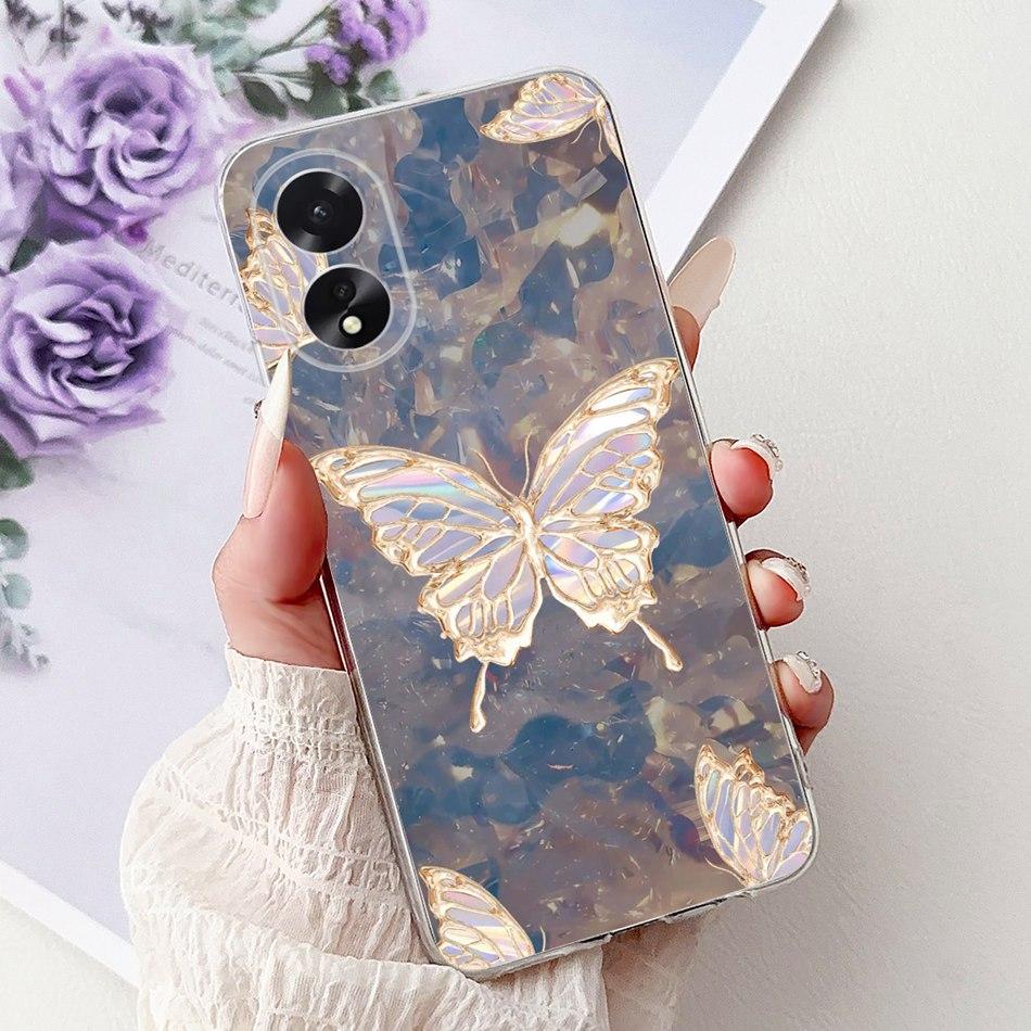 For OPPO A18 A38 CPH2579 CPH2591 Elegant Floral Butterfly Phone Case For Oppo A18 A38 4G Soft Silicone TPU Cases