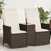 VidaXL Reclining 2-Seater Garden Sofa with Table Brown Rattan, Garden Sofa, Garden Seat, Outdoor Furniture, 365711