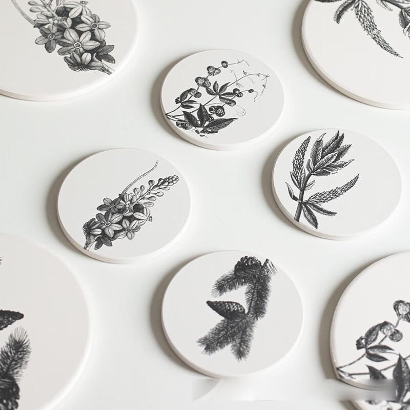 SOVO Round Diatomaceous Earth Coaster, Pastoral Design