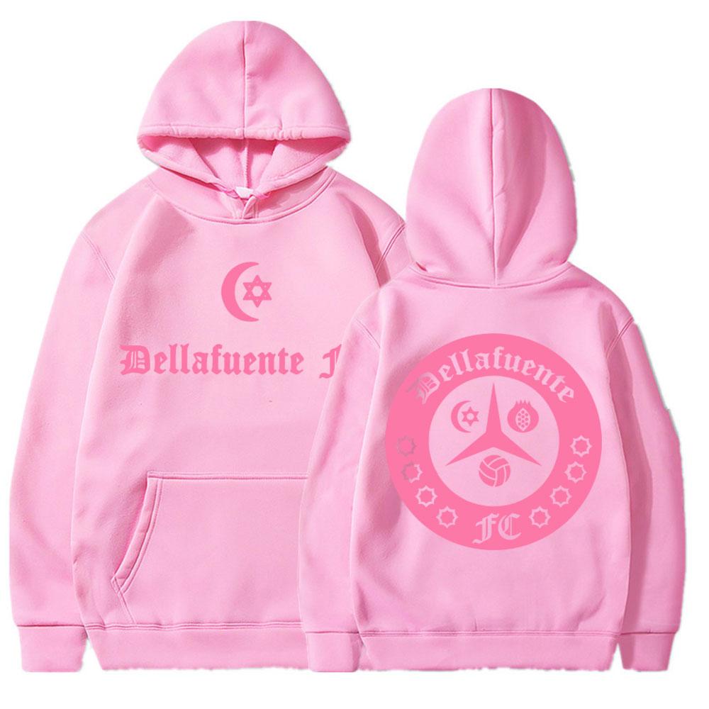 Dellafuente Music Pink Classic Hoodies Men Women Fashion Hip Hop Hoody Sweatshirt Oversized Cotton Casual Tracksuit Streetwear