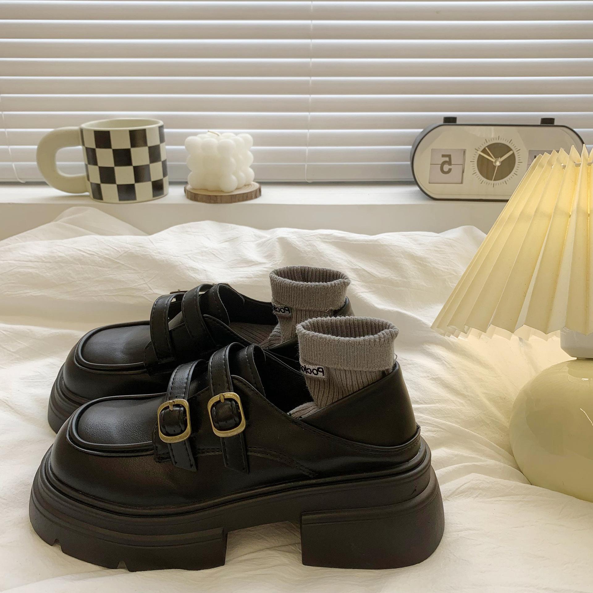 

Loafers black two wear small leather shoes women s autumn 2025 new versatile retro British style increases ins tide 40 матовый черный