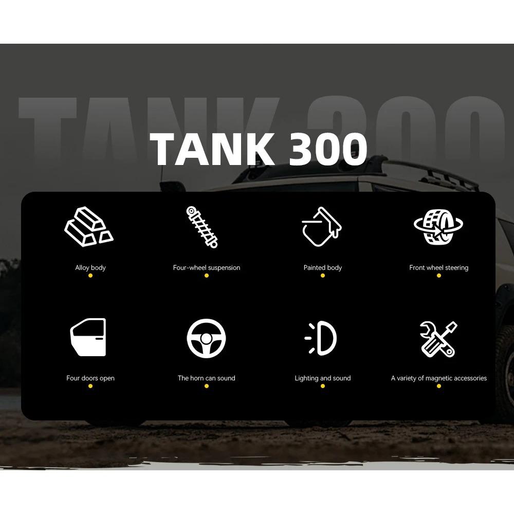 1/24 Tank 300 2024 Geländewagen Legierungsauto Modell Sound und Licht Rückzieher Kinderspielzeug Sammlerstücke Geburtstagsgeschenk