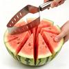 Stainless Steel Watermelon Slicer with Serrated Blade 2-in-1 Triangle Fruit Cutter for Melon Pineapple Multi-Function Divider for Cake Pizza